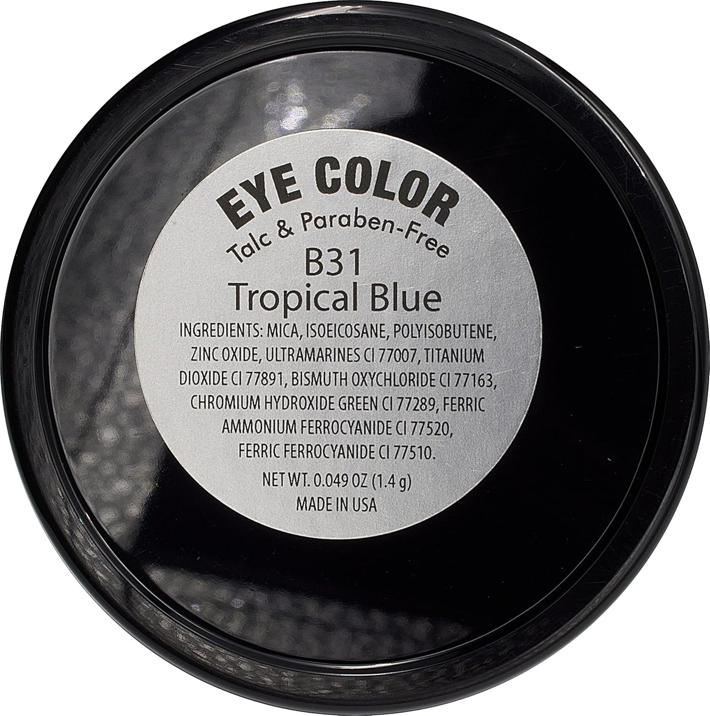 Tropical Classic Blue Shimmering Pressed Powder Single Vegan Eyeshadow; Talc, Paraben & Cruelty Free