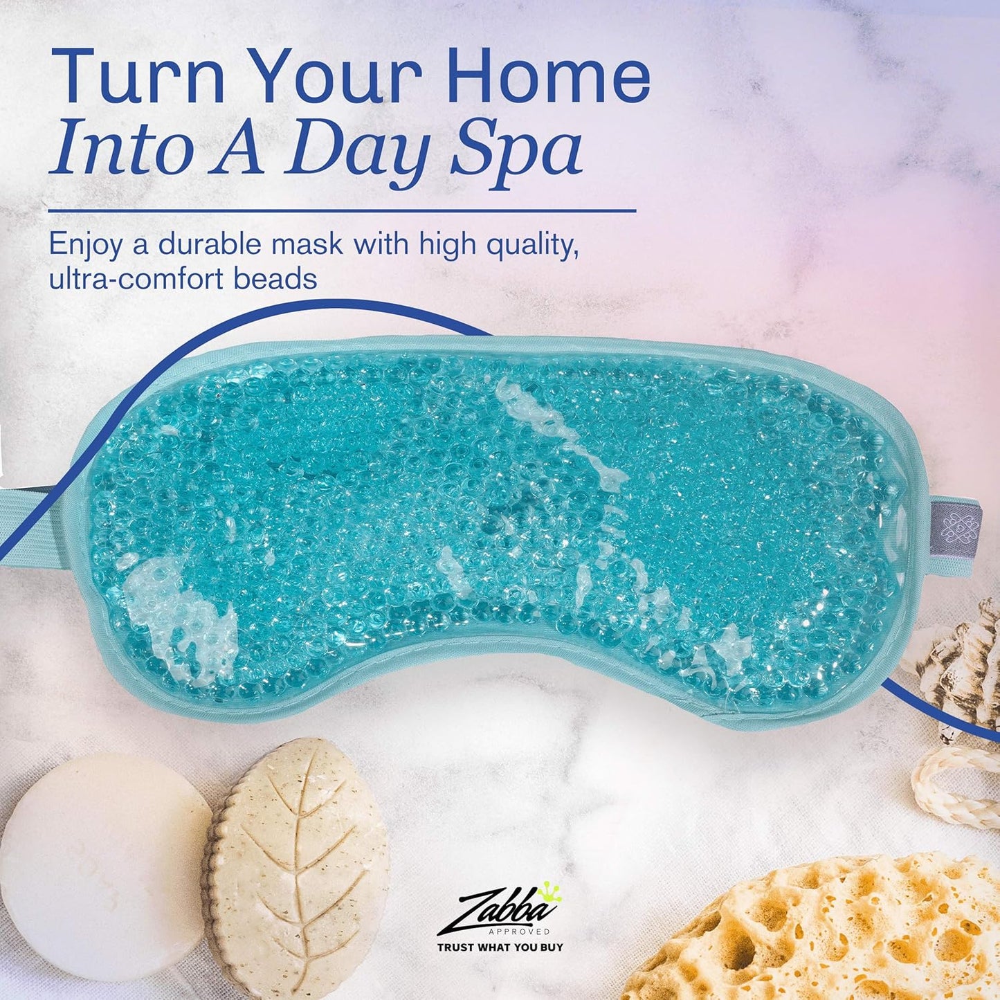 Facial Mask - Get Rid of Puffy Eyes - Migraine Relief, Sleeping, Therapeutic Hot Cold Compress Pack - Gel Beads, Spa Therapy Wrap for Sinus Face Puffiness Headaches (Green + Ice Pack)