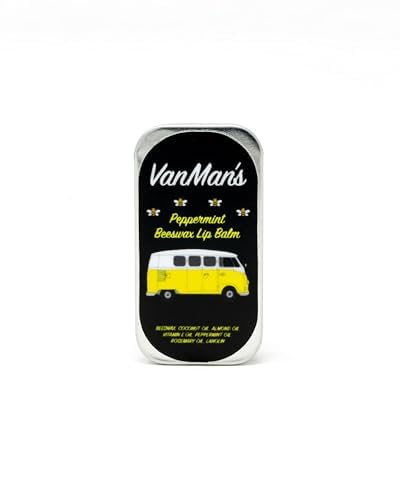 Vanman’s - Handmade Peppermint Beeswax Lip Balm (3 Pack) - Peppermint Lip Balm with Rosemary, Almond and Coconut Oil - Bee Balm with Vitamin E - Ideal for Dry Lips