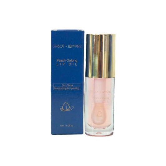 Peach Oolong Lip Oil - Jojoba Oil, Vitamin E & Uuron-cha ekisu, Non-sticky, Moisturizing & Hydrating, Lightweight, Clear
