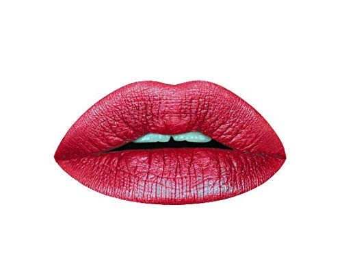 Aromi Dark Red Metallic Liquid Lipstick | Ruby Maroon Lip Color with Shimmery Finish, Vegan, Cruelty-free, Holiday Makeup, Long-Lasting (Candy Apple)