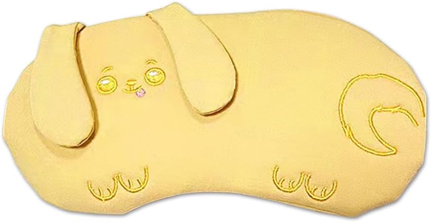 PERFECTSIGHT Eye Mask, Cute Plush Lightweight Adjustable Eyeshade, Faux Fur Cover for Women Men Sleep Travel Nap, Yellow Puppy