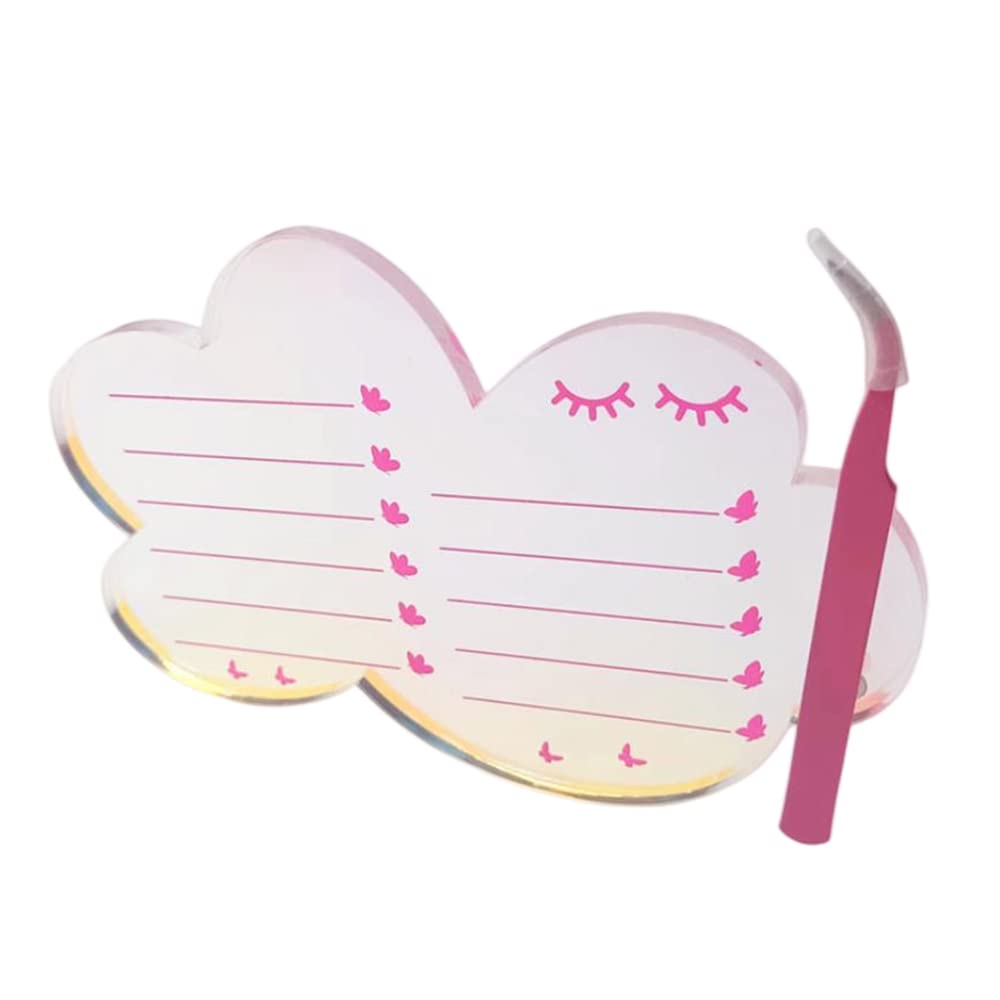 Grafting False Eyelash Acrylic Extension Pallet, Eyelash Extension Tweezers Plate Pad Makeup Palette Individual Training Tools Dazzling (Cloud-shaped A （5.51x3.94in）)