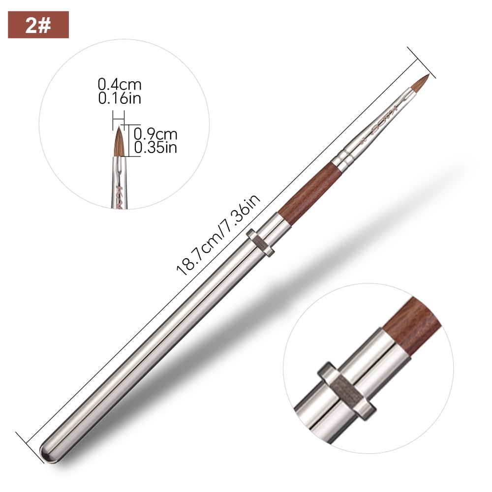 KADS Acrylic Nail Brush with Penholder Nail Brush for Acrylic Application-Oval Shaped Powder Nail Design Tools for Professional Manicure DIY Home Salon (2#+8#+14#)