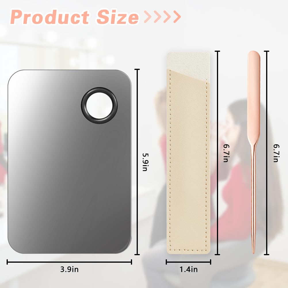 3PCS Makeup Mixing Palette, Stainless Steel Cosmetic Makeup Palette With Spatula Makeup Artist Tool, Professional Cosmetic Mixing Makeup Palette For Mixing Eye Shadow/Eyelash/Nail Art/Foundation