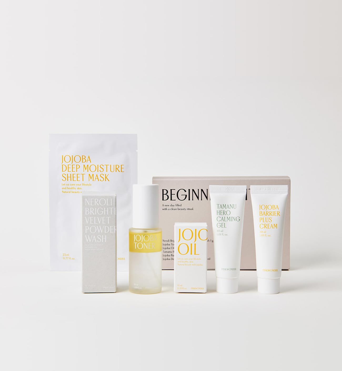 Beginner Edition (Jojoba Oil 10ml, Jojoba Toner 50ml, Jojoba Barrier Plus Cream 30ml, Jojoba Mask Sheet 1ea, Tamanu Hero Carlming Gel 30ml, Neroli Powder Wash 5ea)