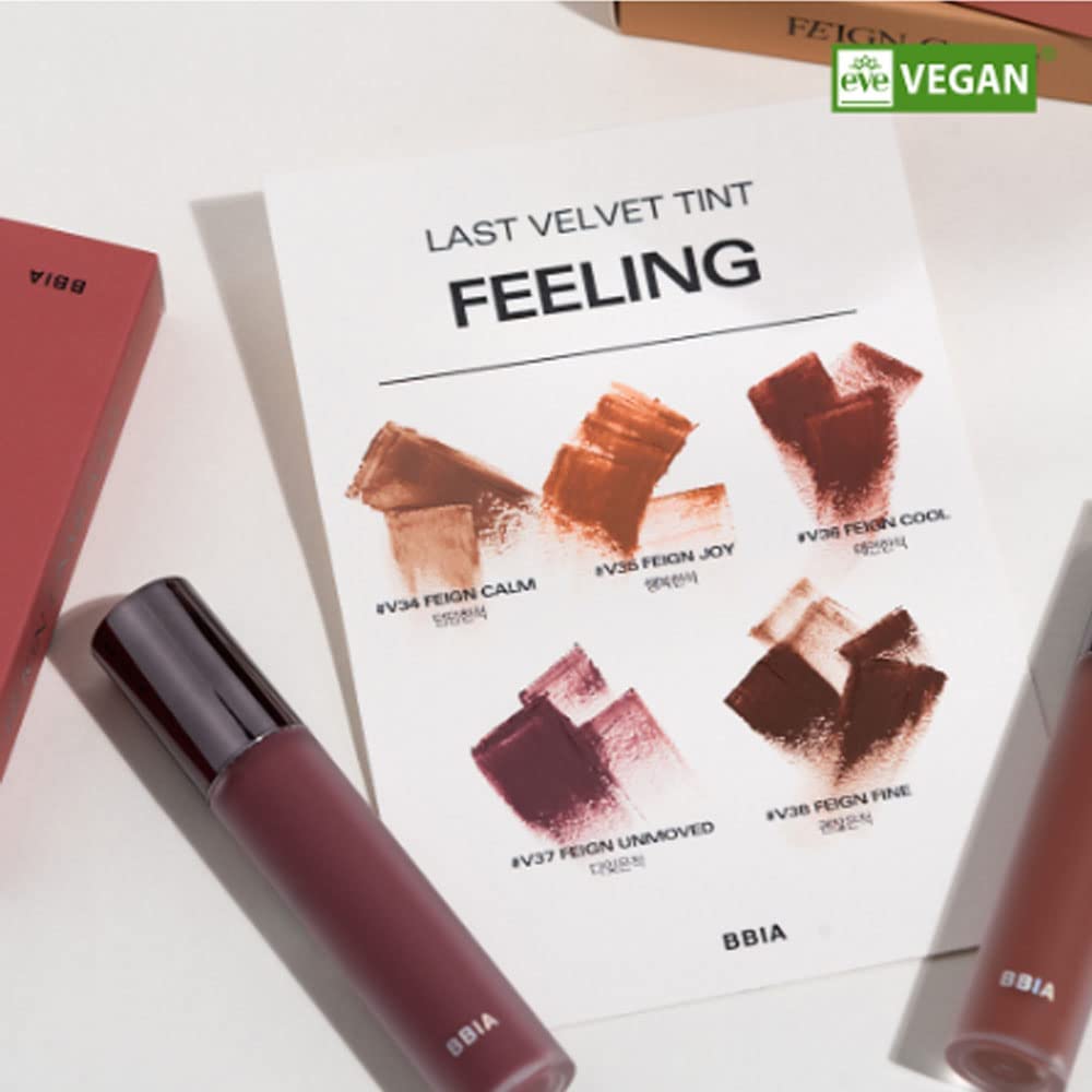 BBIA Last Velvet Tint - Soft & Creamy Matte Finish Lip Stain, Blur Effect with Velvety Texture, Long-Lasting, High Pigment, Lightweight, Non-Drying, Vegan, Korean Lip Makeup (V35 FEIGN JOY)