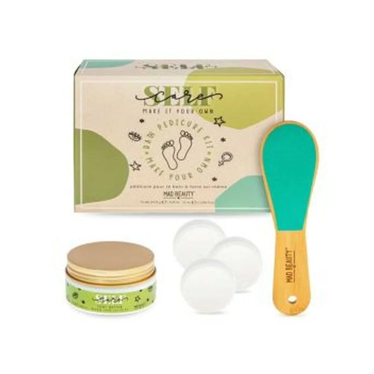 MAD Beauty Make it your Own Pedicure Set Make It Your Own Pedicure Set, Self-Care SIY Kit, 3 Refreshing Ginger Pear Foot, Wooden Foot File, & Moisturizing Foot Butter