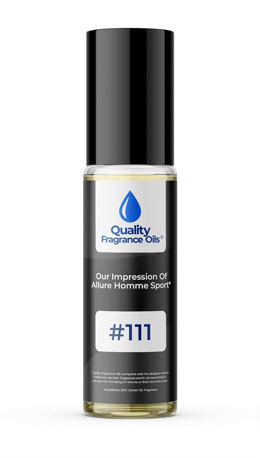 Quality Fragrance Oils' Allure Homme Sport Impression #111 | Long-Lasting Perfume Oil, Alcohol-Free, Strong Scent, 10ml Roll-On | Affordable Alternative to Designer Fragrances