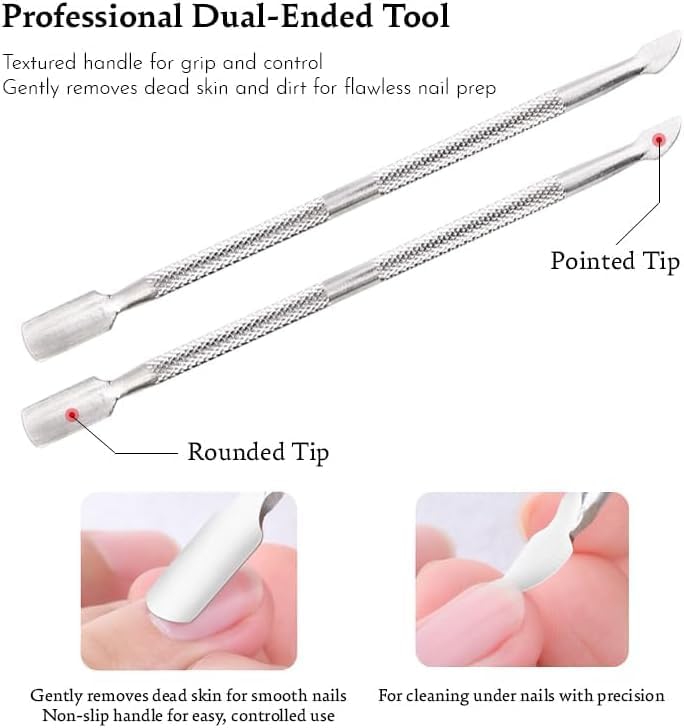 Cuticle Trimmer with Cuticle Pusher & Nano Nail File - Cuticle Nipper Cuticle Remover Nippers Professional Stainless Steel Clippers Pedicure Manicure Tools for Fingernails