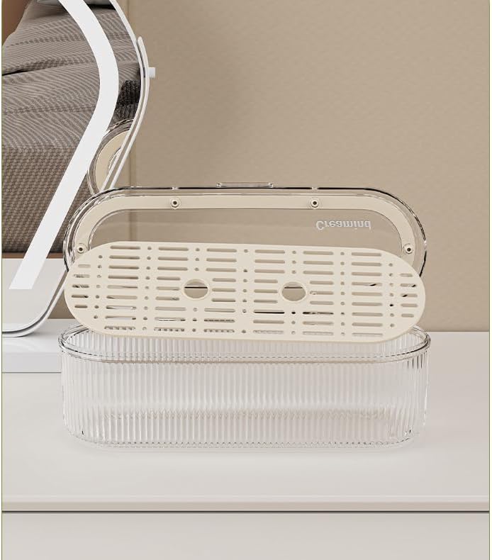 Makeup Brush Holder Organizer Clear Acrylic Makeup Sponges Organizer,Cosmetic Storage Case with Lid Display Case for Vanity (Brush Organizer)