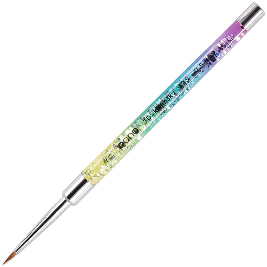 PANA 3D Kolinsky Nail Art Brush - Rainbow Glitter Handle, Size 2 - Acrylic Nail Art Sculpture Brush for Manicures Pedicure Salon Professional or Beginner