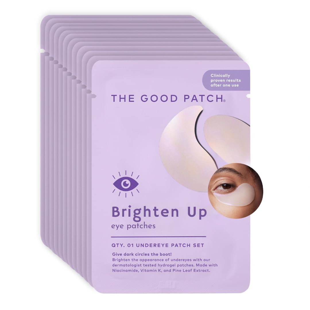 The Good Patch Brighten Up Hydrogel Under Eye Patches for Dark Circles and Puffy Eyes, Made with Niacinamide, Vitamin K, Pine Leaf Extract, Clinically Proven (12 Total Patch Sets)