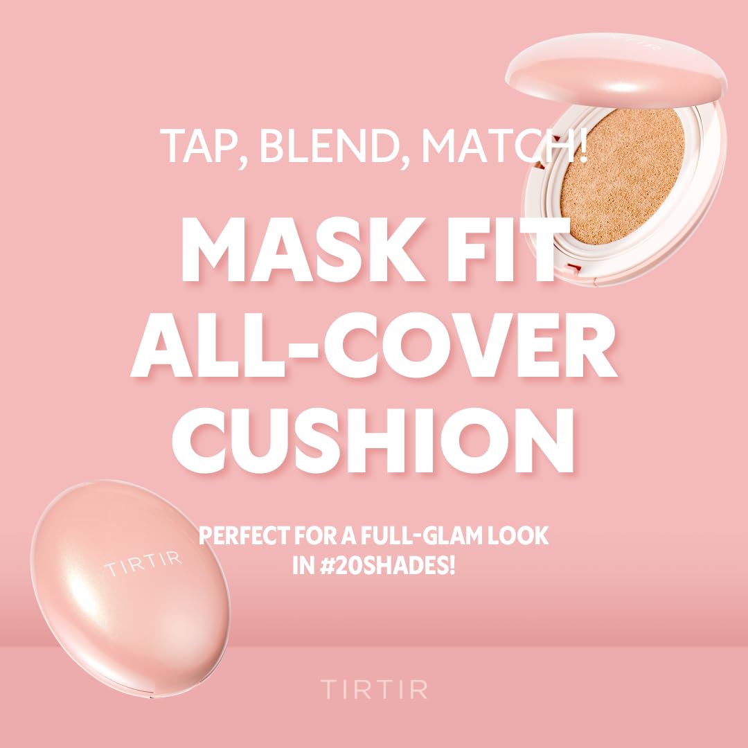 [*Mini Size*] TIRTIR All Cover Pink Cushion | Korean Cushion Foundation, (#24W Soft Beige, 0.15 Fl Oz)