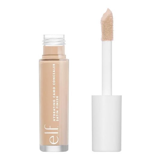 e.l.f. Hydrating Camo Concealer, Covers Blemishes & Under-Eye Circles, Full-Coverage & Delivers A Satin Finish, Vegan & Cruelty-Free, Medium Beige