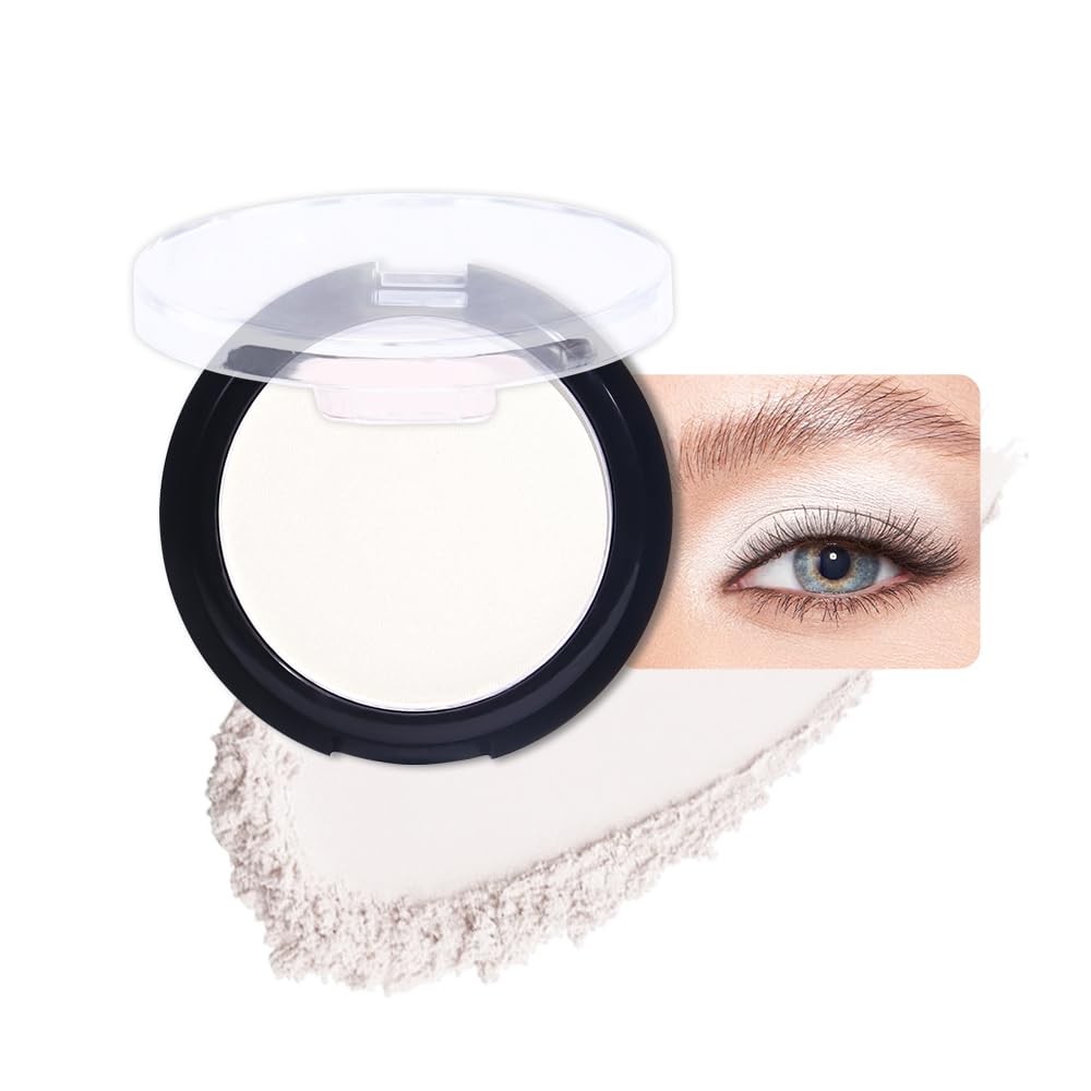 Monochrome Matte Eye Shadow Palette,Pearl White Neutral Nude Matte Pressed Powder Single Eyeshadow,Natural Long Lasting Naturing-Looking Eyeshadow,Talc,Paraben Vegan & Cruelty Free