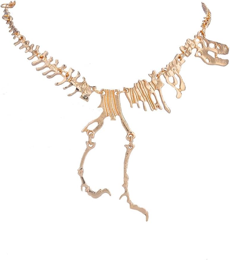 Punk Long Pendant Necklace Dainty Dinosaur Necklace Chain Fashion Gold Necklaces Halloween for Women