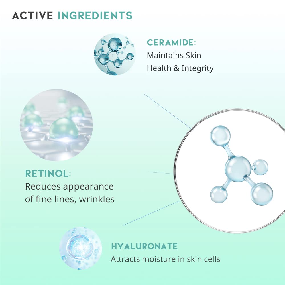 Retinol Eye Cream Serum For Wrinkle Lift, Anti Aging, Under Eye Bag, Puffy Eyes and Dark Circles Treatment, Ceramide, Hyaluronate, Korean Vegan Eye Facial Serum 30g