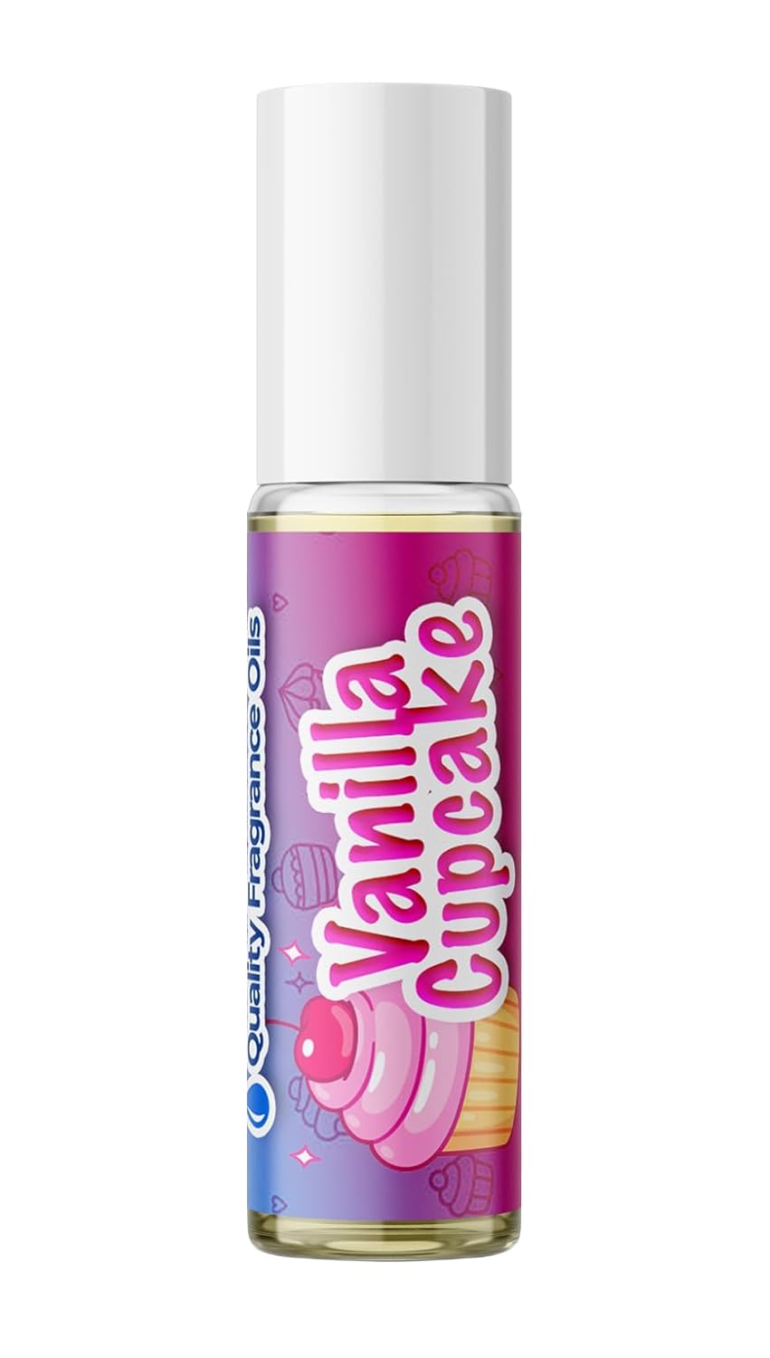 Quality Fragrance Oils' Vanilla Cupcake | Long-Lasting Perfume Oil, Alcohol-Free, Strong Scent, 10ml Roll-On | Affordable Alternative to Designer Fragrances