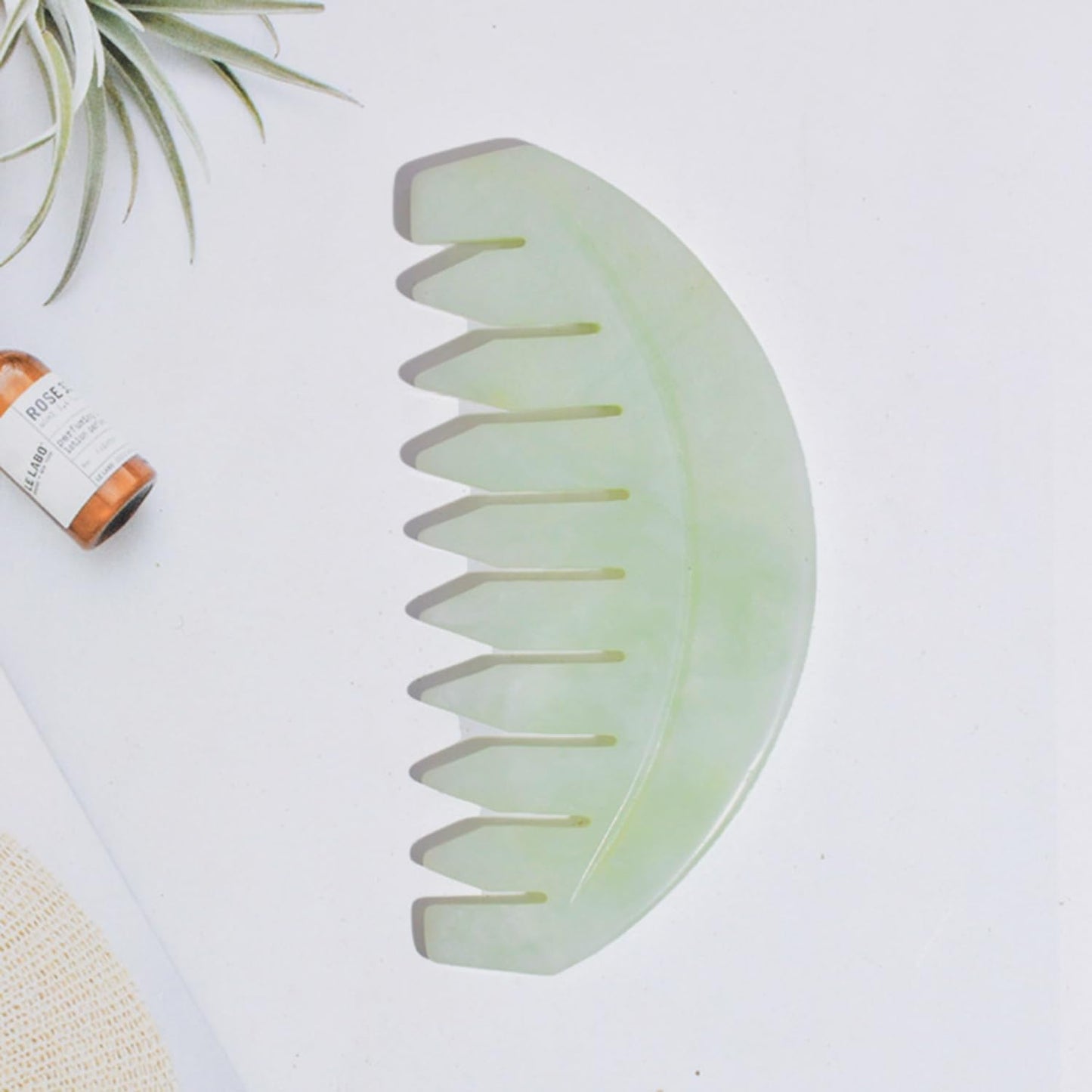 BoAn Natural Jade Head Massager, 2 Pcs Multi-Functional Massager for Head Caring and Acupoint Treatment, Guasha Scraping Scalp Comb