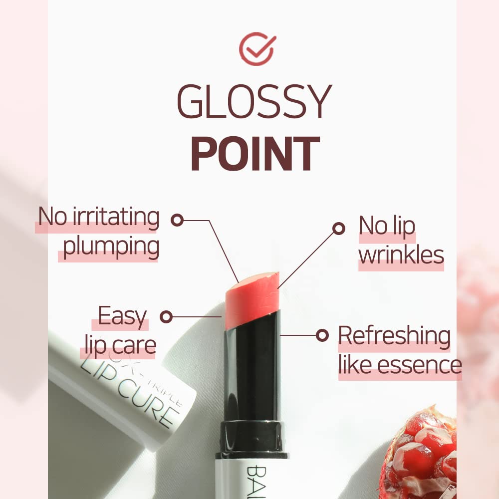 Lux Triple Lip Cure Glossy Balm ATHENA (Red Orange)(0.17oz) 4 million units sold in Korea, Natural Tinted Korean Lip Balm, Petroleum/Paraben Free, Lip Butter,lip balm hydrating