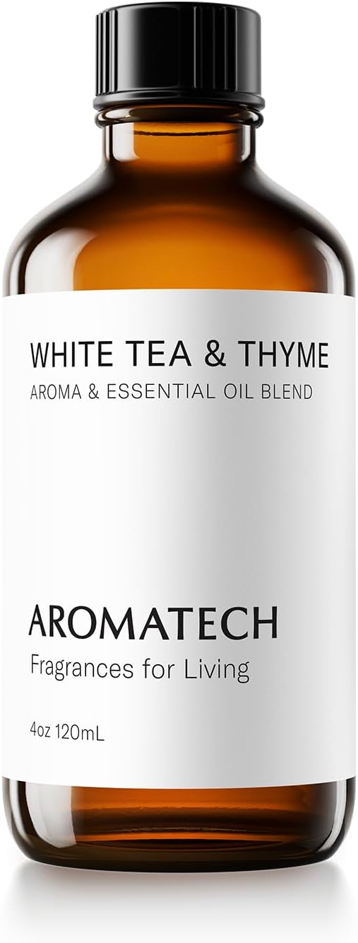 AromaTech White Tea and Thyme Aroma Essential Oil Blend: Luxury Hotel Inspired Aromatherapy with Tea Leaf, Fresh Thyme & Amber for Ultrasonic Diffusers & Nebulizers - 4 fl oz, 120 ml