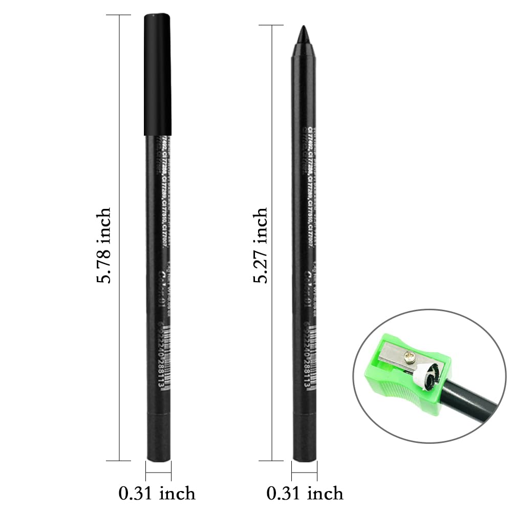 evpct 3Pcs Black & Dark Brown & Brown Gel Glitter Matte Metallic Eyeliner Pencils Set for Women Waterproof Smudge Proof lapiz de ojos delineador de ojos contra el agua Eye Liner Makeup 01 02 16