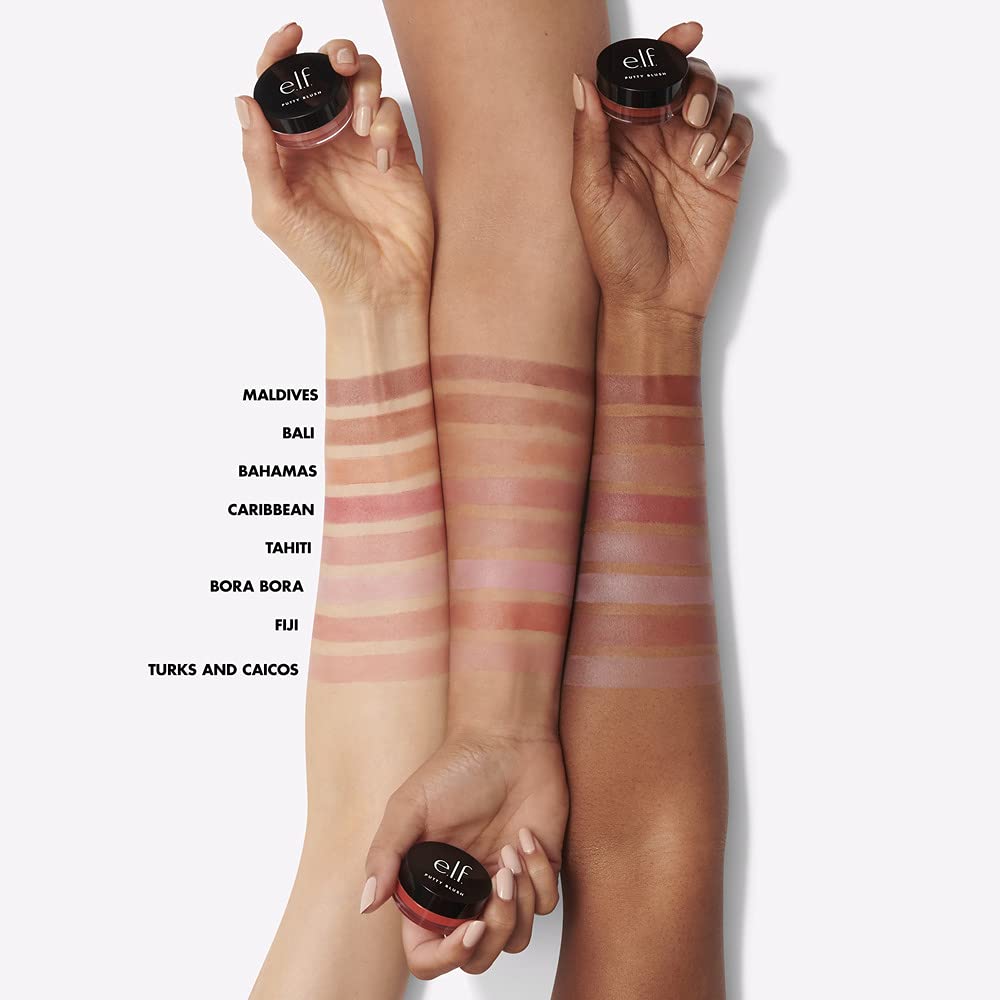 e.l.f. Putty Blush, Creamy & Ultra Pigmented Formula, Infused with Argan Oil & Vitamin E, Tahiti, 0.35 Oz (10g)