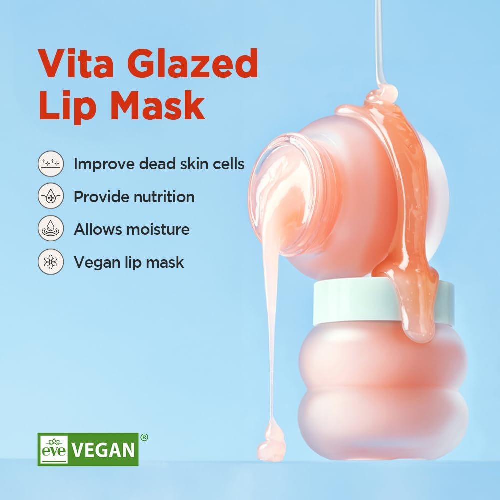 Vita Glazed Lip Mask 20ml / 109.5g, Super moisturizing night lip care, glazed and easy washable texture that melts into lips