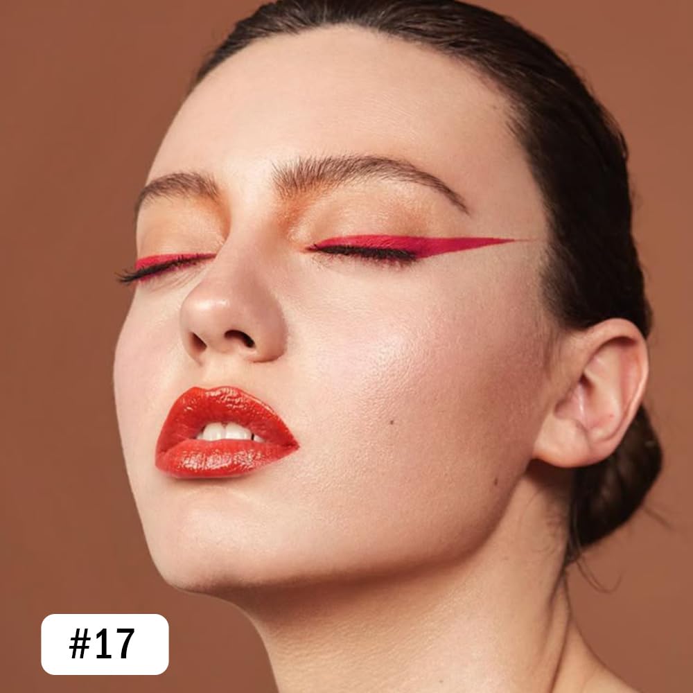 Kaely Gel Eyeliner Pencil for Women, True Red Eye Liner Waterproof Smudge Proof with Sharpener, Waterline Eye Makeup Liners, delineador de ojos contra el agua, Vegan & Cruelty-Free, 17
