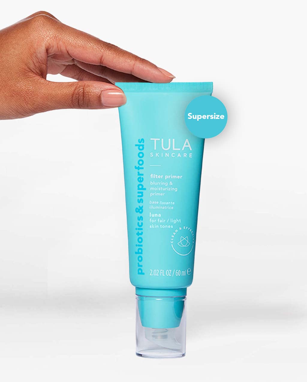 TULA Skin Care Face Filter Blurring and Moisturizing Primer - Supersize Luna, Evens the Appearance of Skin Tone & Redness, Hydrates & Improves Makeup Wear, 2.02fl oz