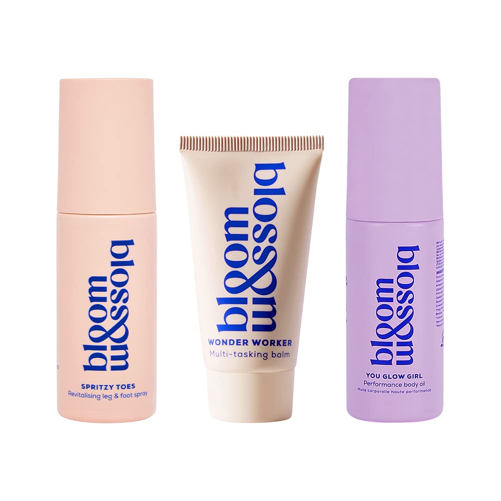 Bloom and Blossom The Glow Getter The Ultimate Body Care Set with Spritzy Toes 1.3 Fl Oz, Wonder Worker 0.84 Fl Oz and You Glow Girl 1.3 Fl Oz