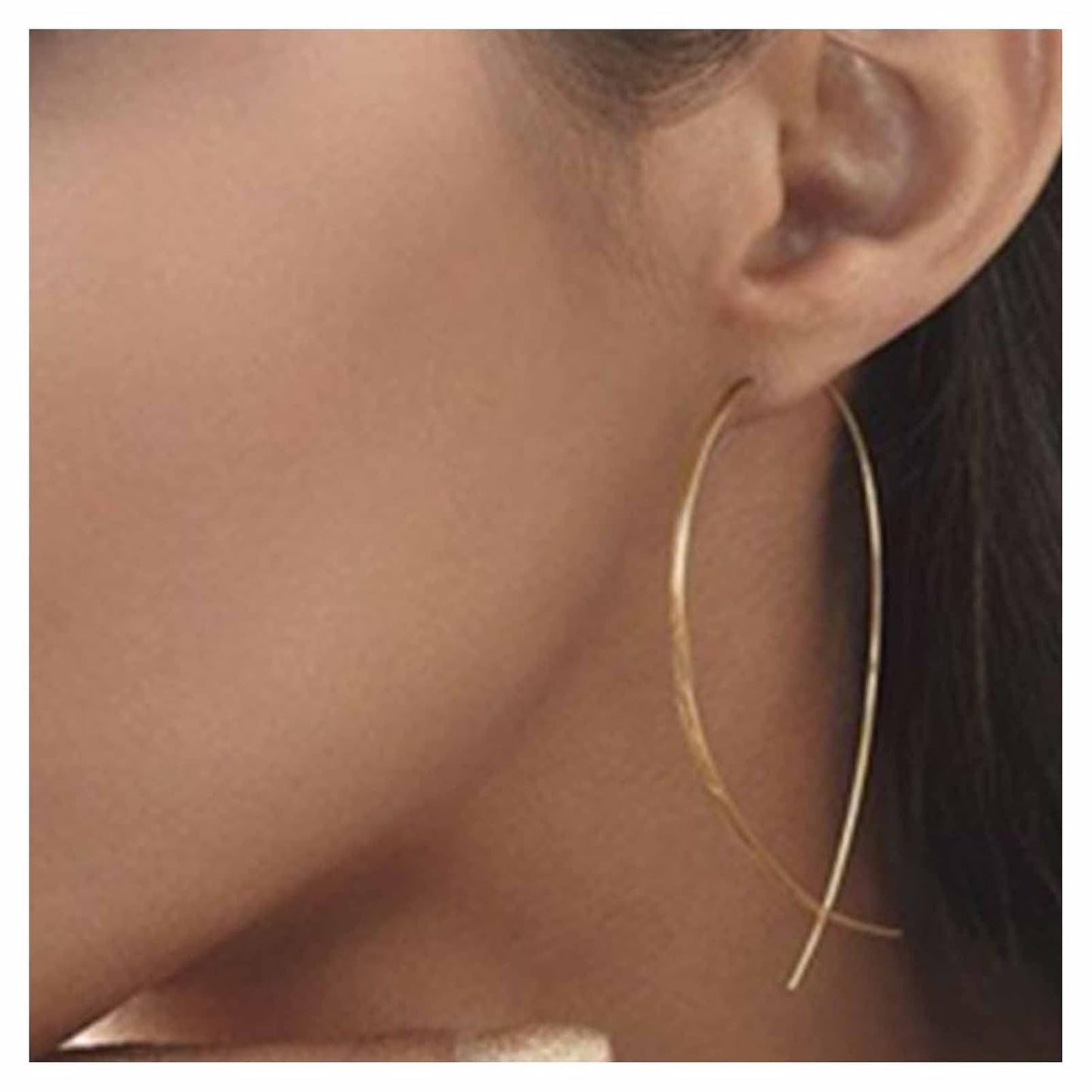 Boho Thin Arch Hoop Earrings Gold Threader Wire Earrings Open Hoop Earrings Minimal Everyday Earrings Jewelry for Women and Girls