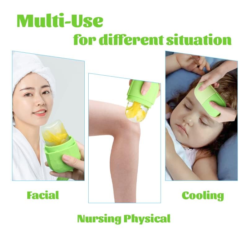 Ice Roller for Face and Eye - Upgraded Facial Beauty Roller, Skin Care Tool, Gua Sha Massage, Silicone Mold for Beauty (Green)