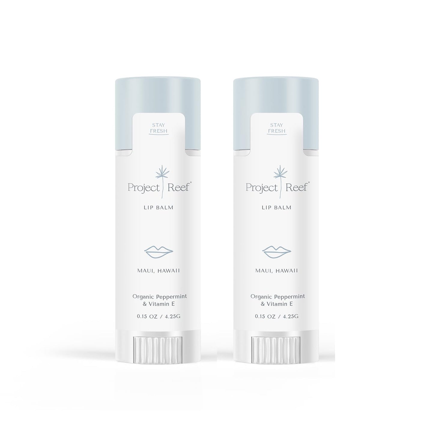 Cooling Lip Balm w/Organic Peppermint, Shea Butter, Vitamin E, Hydrating Chapstick, Soothe Dry Sunburnt Lips, After Sun Care, 2 Pack