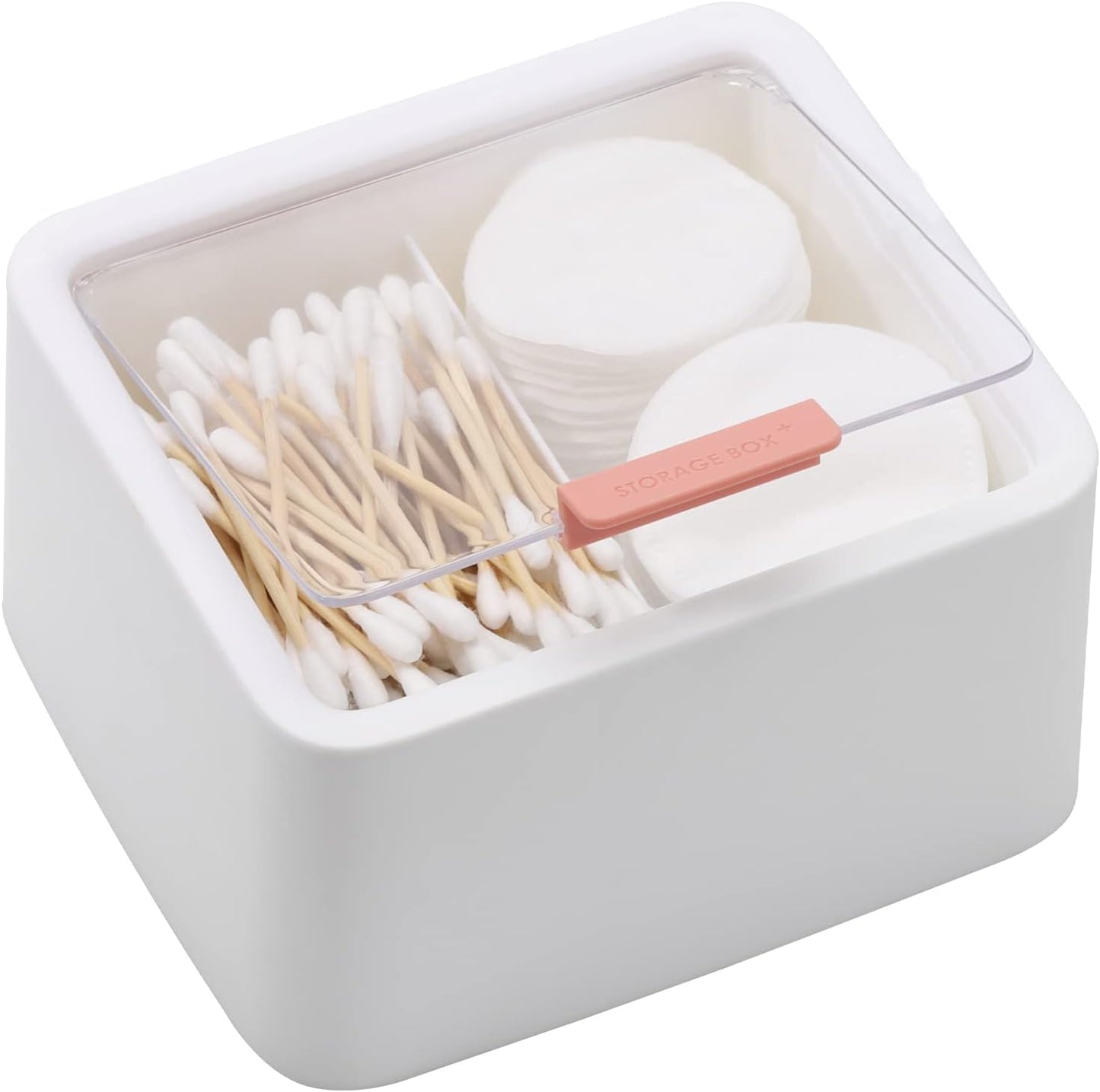Tecbeauty 2pcs Qtips Holder - Large Cotton Swabs Dispenser, Bathroom Canisters, Storage Container, Hinged Lids, White