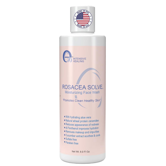 Rosacea Treatment Skincare Face Wash for Women & Men - Gentle Face Cleanser Moisturizer Redness Reducing Skin Care with Aloe Vera, Hyaluronic Acid & Fruit Extracts, Made in USA (8 fl. oz)
