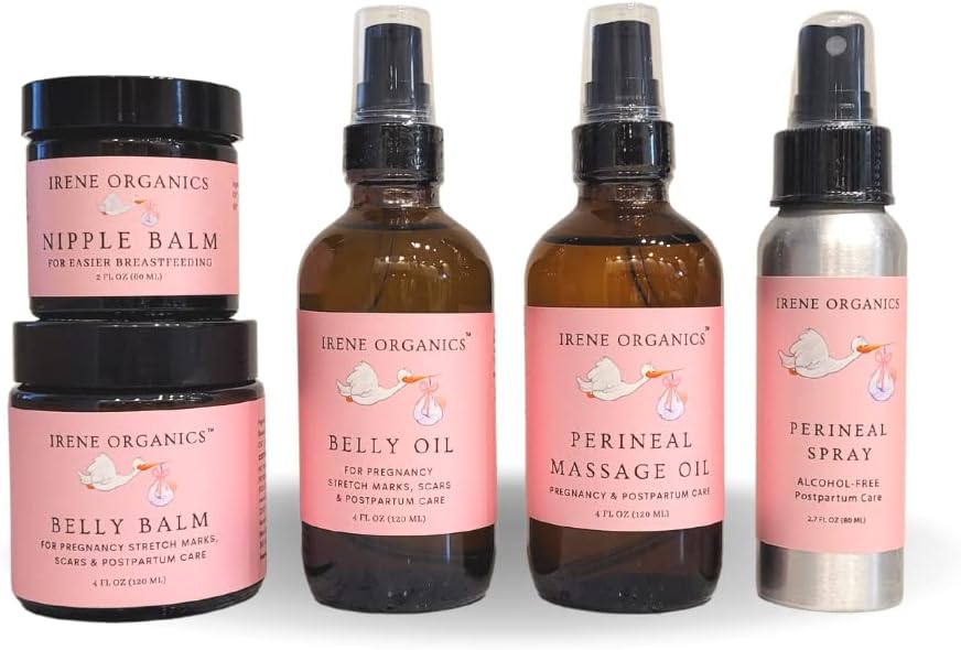 Belly Bundle - Organic Belly Balm and Natural Belly Oil for Pregnancy Stretch Marks and Scars (5 piece set - SM)