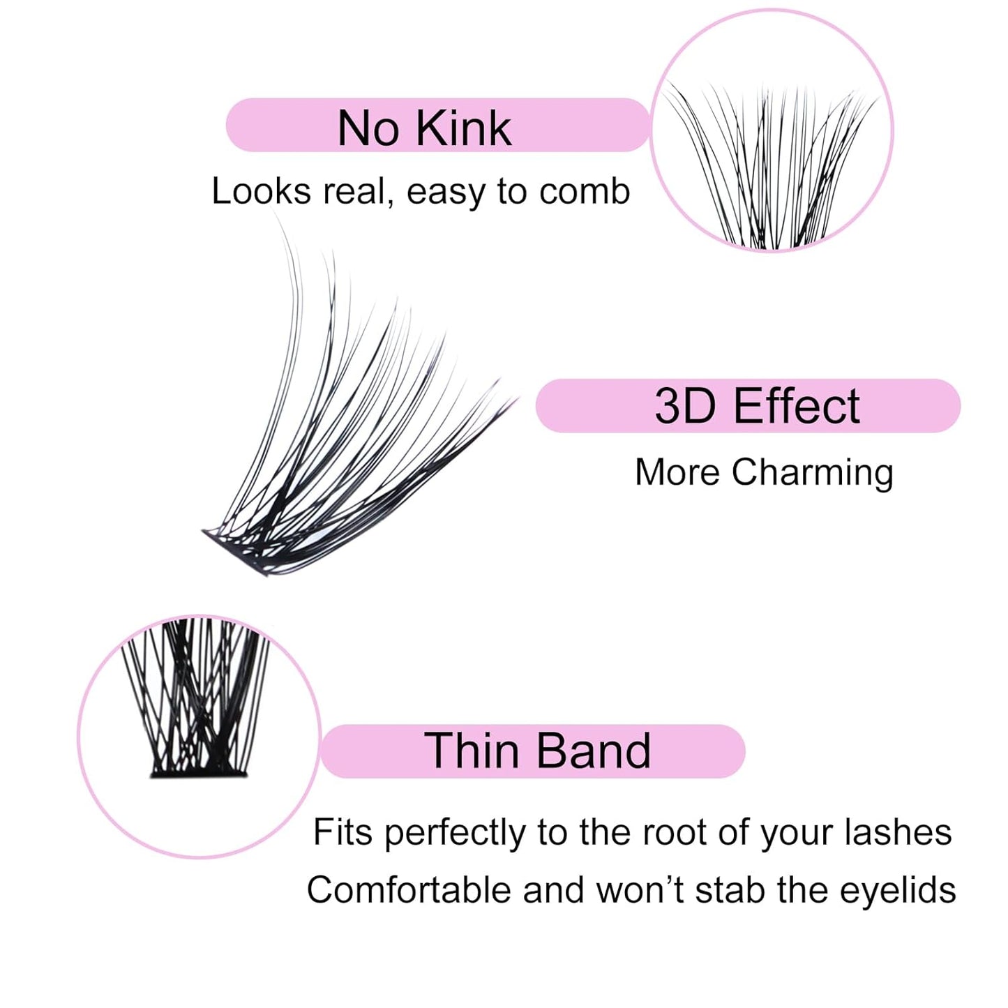 Lash Clusters LAUBESS Individual Lashes Waterproof Eyelash Clusters Mixed Tray Cluster Eyelash Extensions Soft Cluster Lashes for Beginners (40D-D-16)