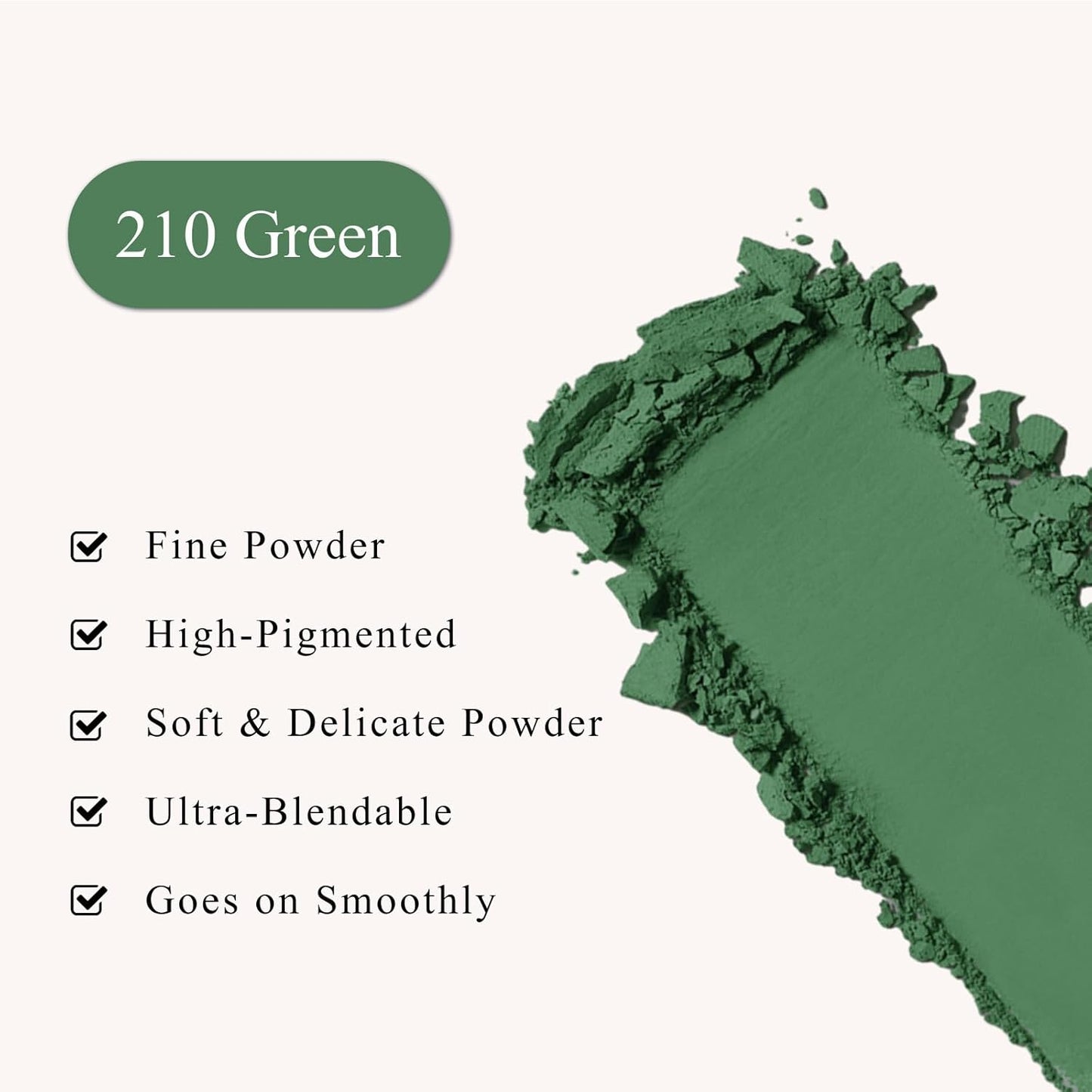 Single Green Eyeshadow, Pressed Powder Matte Eye-Shadow Palette Make-up, Blendable Long Lasting High Pigment Green Eye Makeup Halloween Paint & Face Body Paint