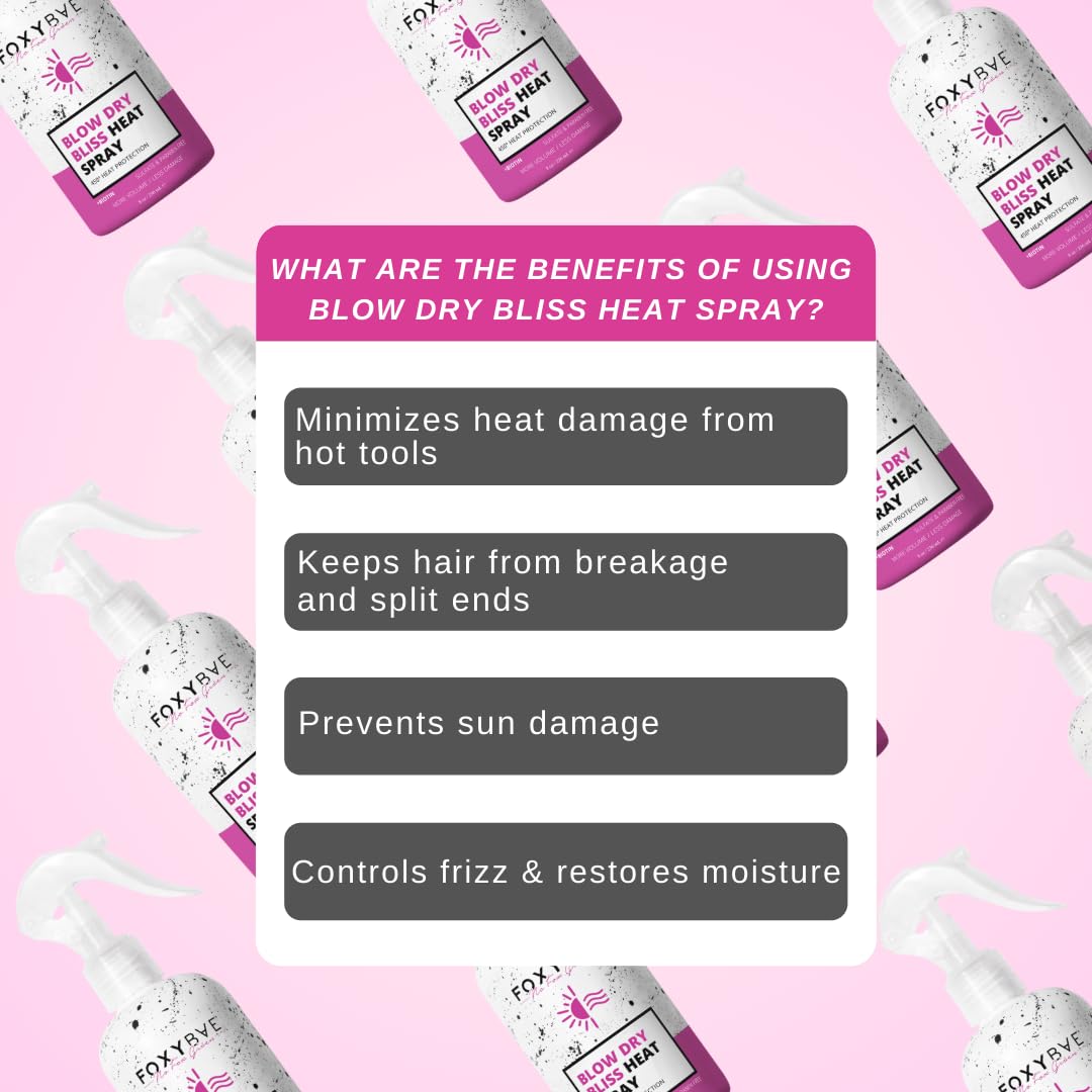 FoxyBae Heat Protectant Spray - with Biotin - Thermal Protection for up to 450°F - More Volume, Less Damage - Blow Dry Bliss - 8 Fl Oz