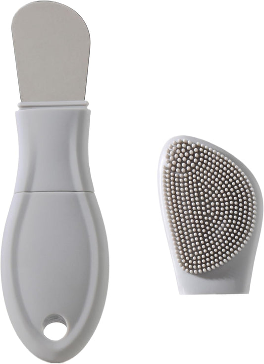 Silicone Face Scrubber Skin Spatula —2 in1 Pore Cleansing Brush Black Head Remover for Face Nose, Blackhead Remover Scraper Pore Extractor Tool for Men Women Skin Care (Light Gray)