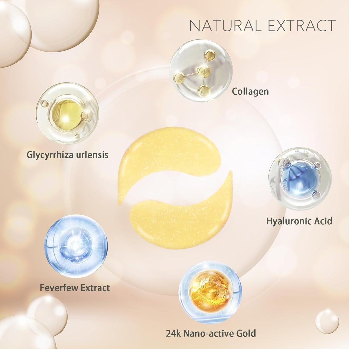 Under Eye Masks (24K Gold) for Puffy Eyes & Dark Circles Treatments-30Pair Under Eye Patches for Hydrating and Moisturizing and Smooth Wrinkles,Improve and Firm Eye Skin