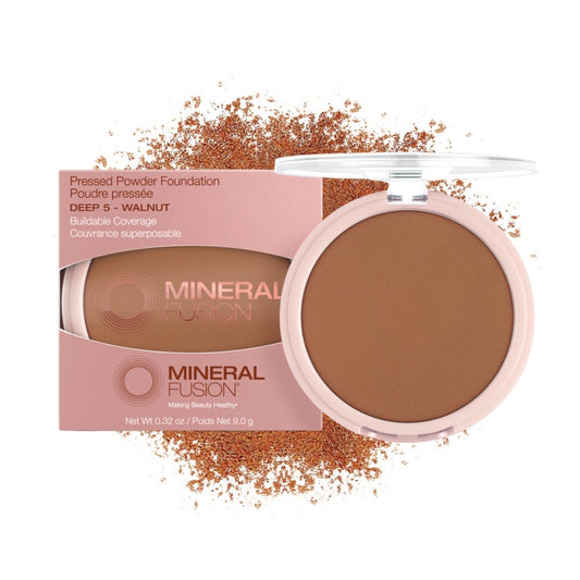 Mineral Fusion Pressed Powder Foundation, Deep 5 - Deep Skin w/Neutral Undertones, Age Defying Foundation Makeup with Matte Finish, Talc Free Face Powder, Hypoallergenic, Cruelty-Free, 0.32 Oz