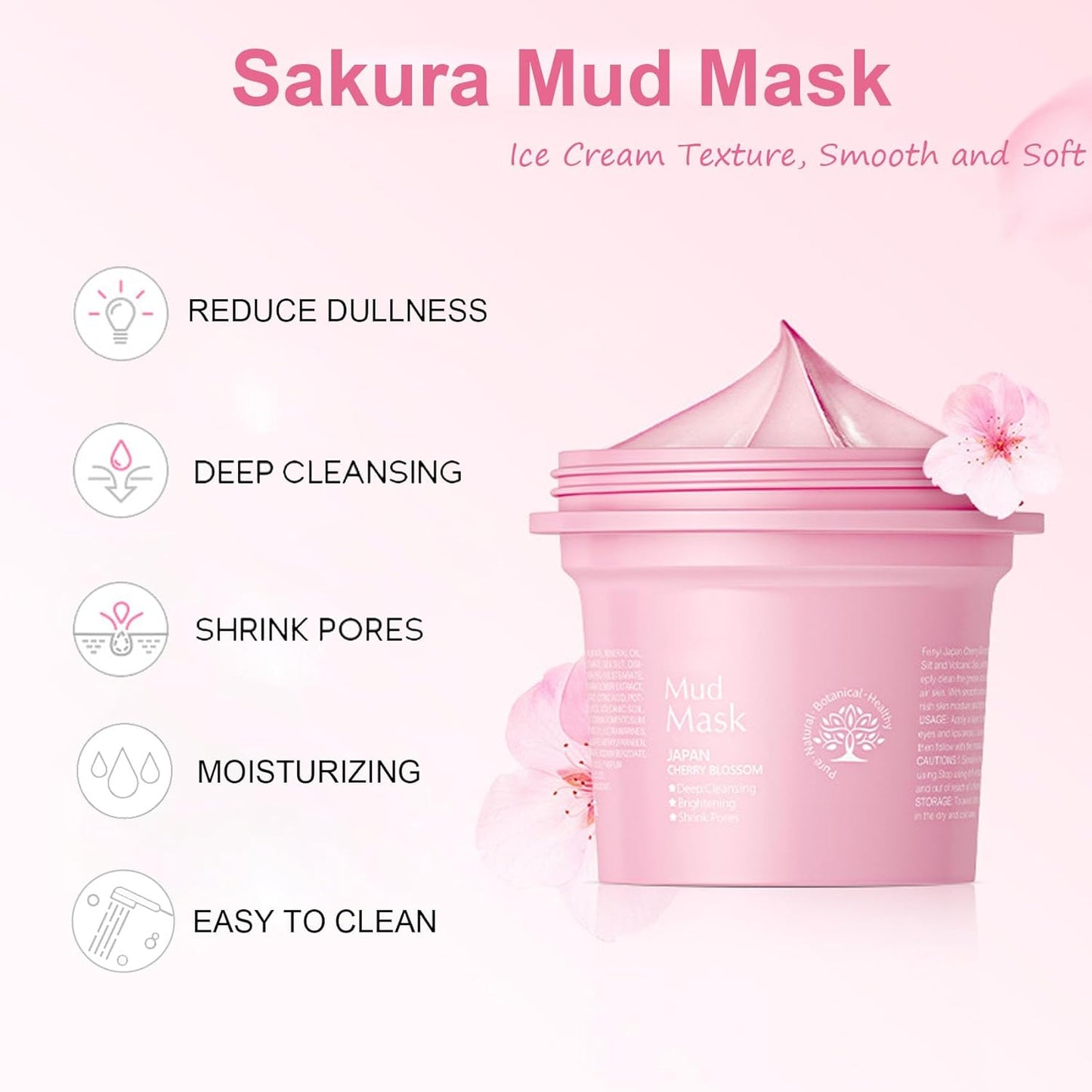 Sakura Skin Care Set, Face Care Sets for Women, 5Pcs Face Moisturizer Set Include Sakura Cream, Sakura Cleanser, Sakura Serum, Sakura Eye Cream, Sakura Mud Mask, Skin Care Gift Set for Teen Girls
