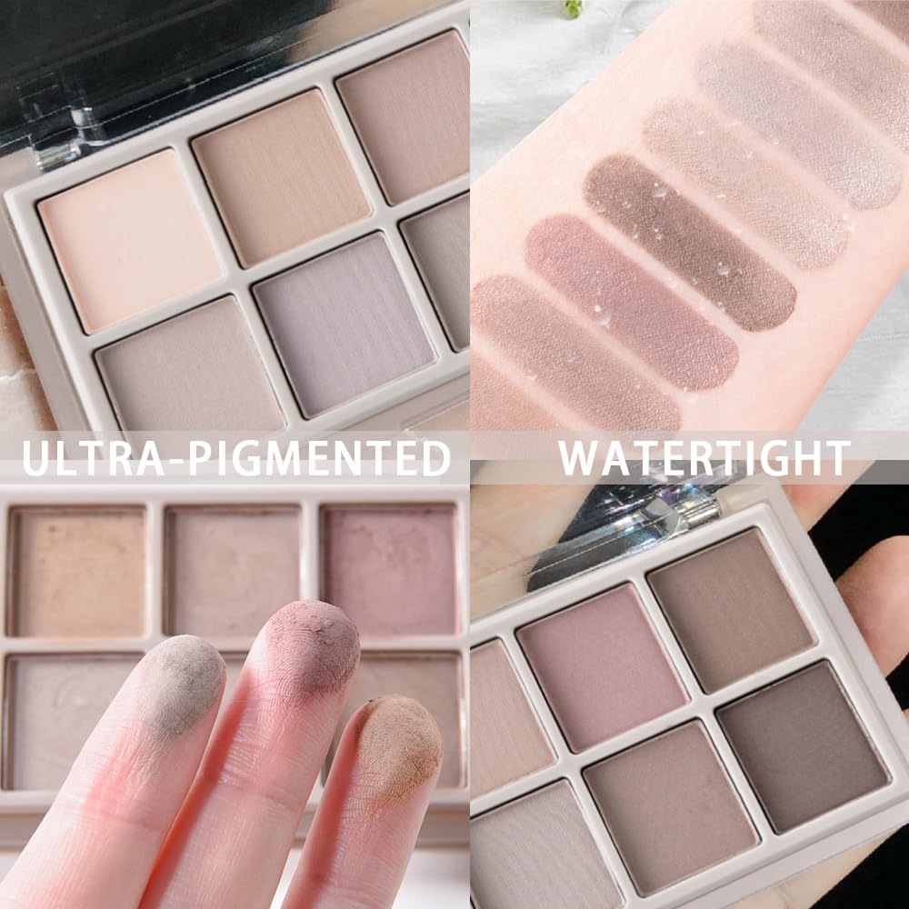 10 Color Matte Eyeshadow Palette, Neutral Taupe & Grey Brown Shades, Ultra-Blendable, Long-Lasting Natural Nude Makeup Palette for Women,Vegan & Cruelty-Free,Perfect for Everyday or Professional Looks
