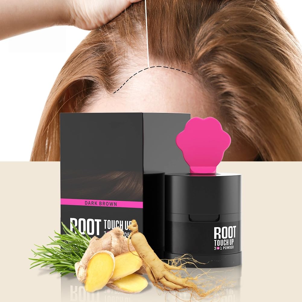 Gowwim Hairline Powder 2.0, Waterproof and Sweatproof Root Touch up Hair Color Temporary Grey Hair Coverage Touch up Hairline Powder for Women & Men Dark Brown