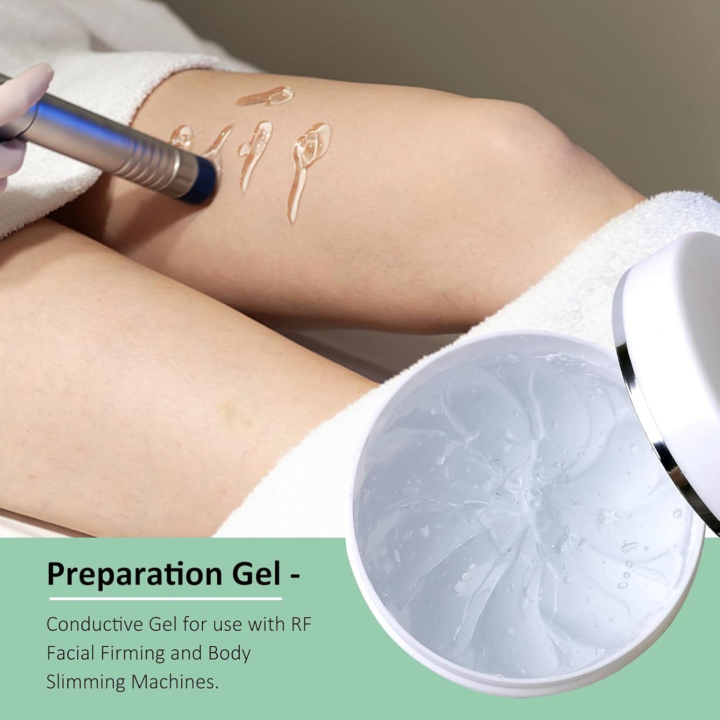 Preparation Gel – RF Conductive Gel with Hyaluronic Acid for Use With Radio Frequency Face and Body Machines, Skin Cooling Gel Primer for IPL Hair Removal Device