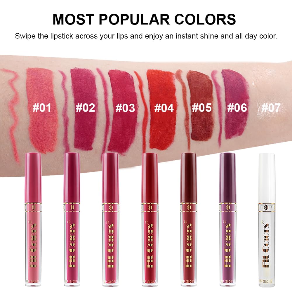 6 Colors Liquid Lipstick + Lip Liner Pen Makeup Set, Super Stay Matte Finish Lip Stain and Define Lip Liner Pencil Gift Set for Women, Longwear, Waterproof, 1PC Lip Glow Oil Include