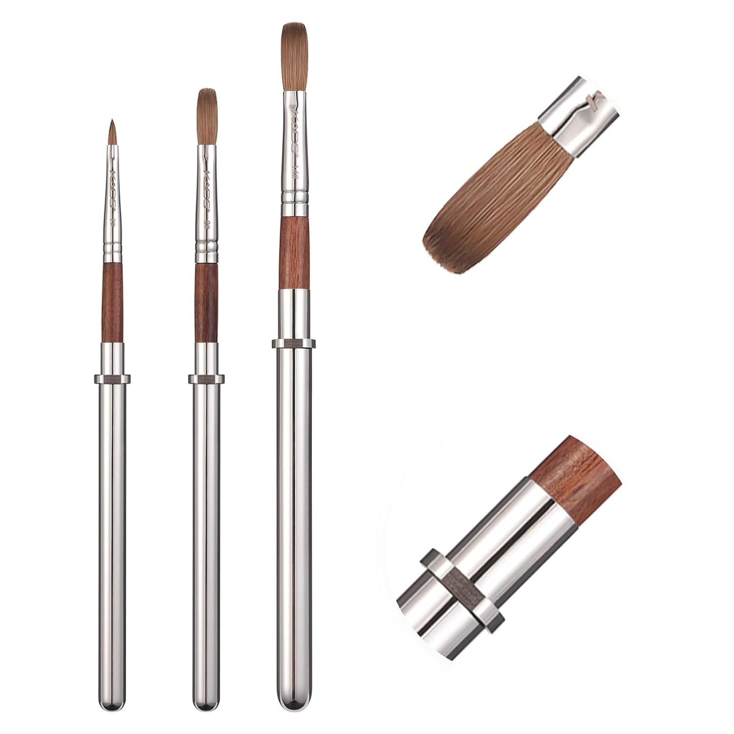 KADS Acrylic Nail Brush with Penholder Nail Brush for Acrylic Application-Oval Shaped Powder Nail Design Tools for Professional Manicure DIY Home Salon (2#+8#+14#)